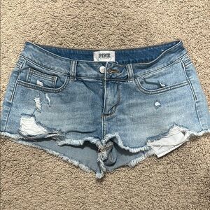 PINK Victoria's Secret Distressed Denim Shorts